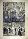 Original Old Antique Print 1879 Ceremony Duke Connaught Marriage Windsor Chapel