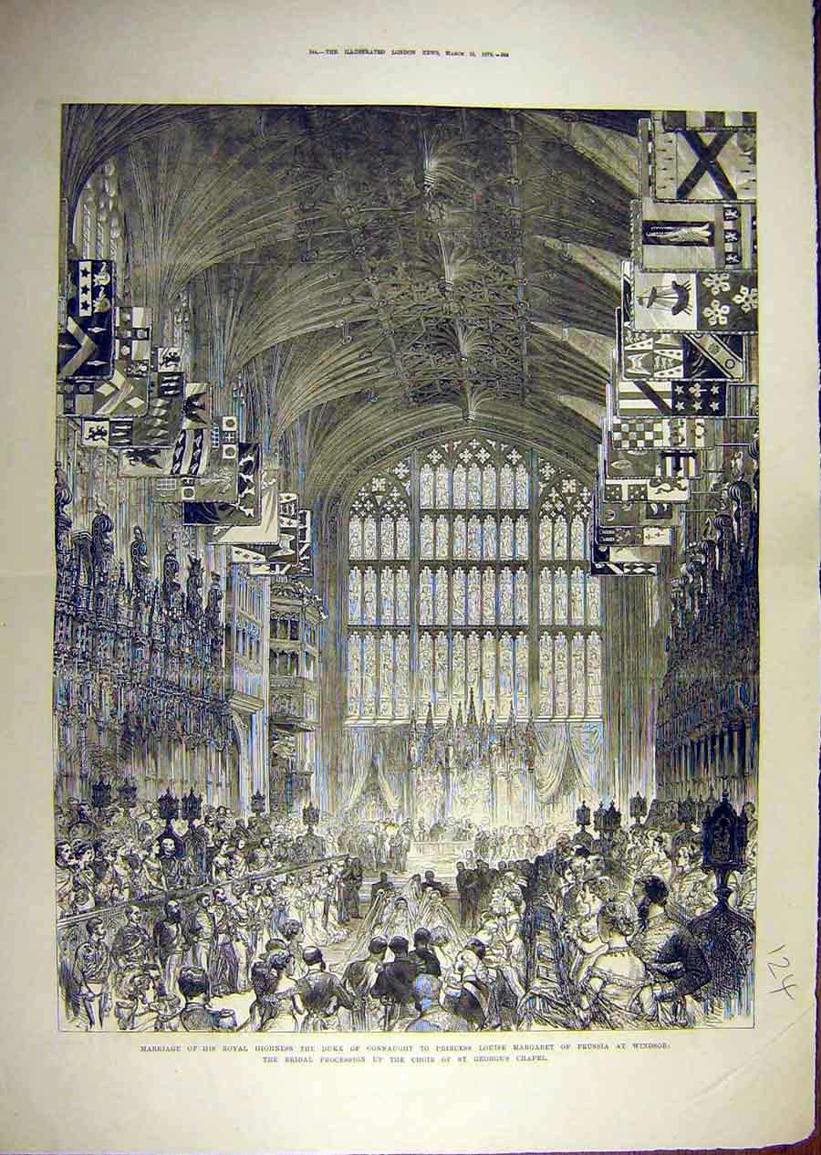 Original Old Antique Print 1879 Duke Connaught Wedding Louise Prussia Windsor