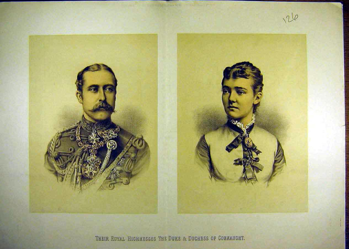 Original Old Antique Print 1879 Duke Duchess Connaught Portrait Royal Highness