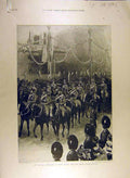 Old Antique Print 1897 Jubilee Colonial Procession Lancers Charing-Cross 19th