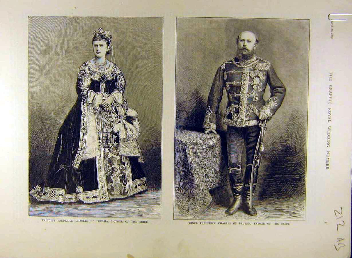 Old Antique Print 1879 Princess Russia Frederick Charles Windsor Wedding 19th