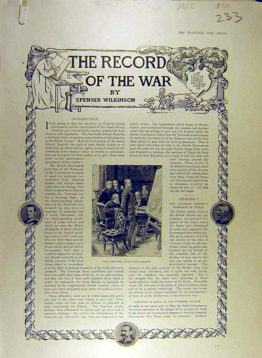 Original Old Antique Print 1900 War-Record Africa Natal Methuen Military 20th