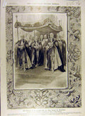 Original Old Antique Print 1911 Coronation Canopy King Annointing Anglo-Saxon