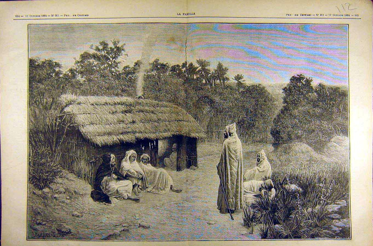 Original Old Antique Print 1884 Painting La Fin Du Jour Lazerges Salon Art 19th