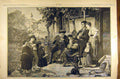Original Old Antique Print 1884 Painting Orphelins Bonheur Famille Wagner 19th