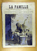 Original Old Antique Print 1884 Painting Charmeuse D'Oiseaux Coomans French 19th