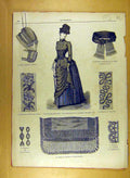 Antique Old Print Ref.180 1884 Ladies Fashion Dress Material Corsage French