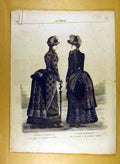 Antique Old Print Ref.184 1884 Ladies Fashion Dress Material Corsage French