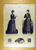 Antique Old Print Ref.185 1884 Ladies Fashion Dress Material Corsage French
