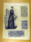 Antique Old Print Ref.190 1884 Ladies Fashion Dress Material Corsage French