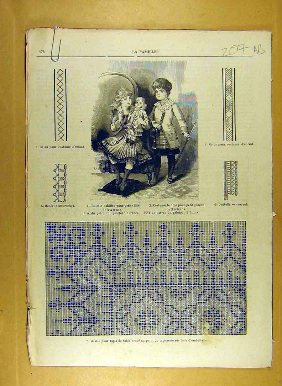 Original Old Antique Print 1884 Ladies Fashion Dress Hat Corsage French 19th