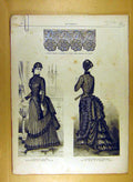 Original Old Antique Print Ref.199 1884 Ladies Fashion Dress Hat Corsage French