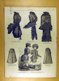 Original Old Antique Print Ref.208 1884 Ladies Fashion Dress Hat Corsage French