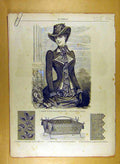 Original Old Antique Print Ref.210 1884 Ladies Fashion Dress Hat Corsage French