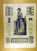 Original Old Antique Print Ref.212 1884 Ladies Fashion Dress Hat Corsage French