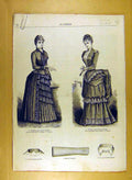 Original Old Antique Print Ref.218 1884 Ladies Fashion Dress Hat Corsage French