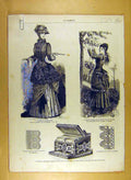 Original Old Antique Print Ref.219 1884 Ladies Fashion Dress Hat Corsage French