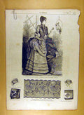 Original Old Antique Print Ref.223 1884 Ladies Fashion Dress Hat Corsage French