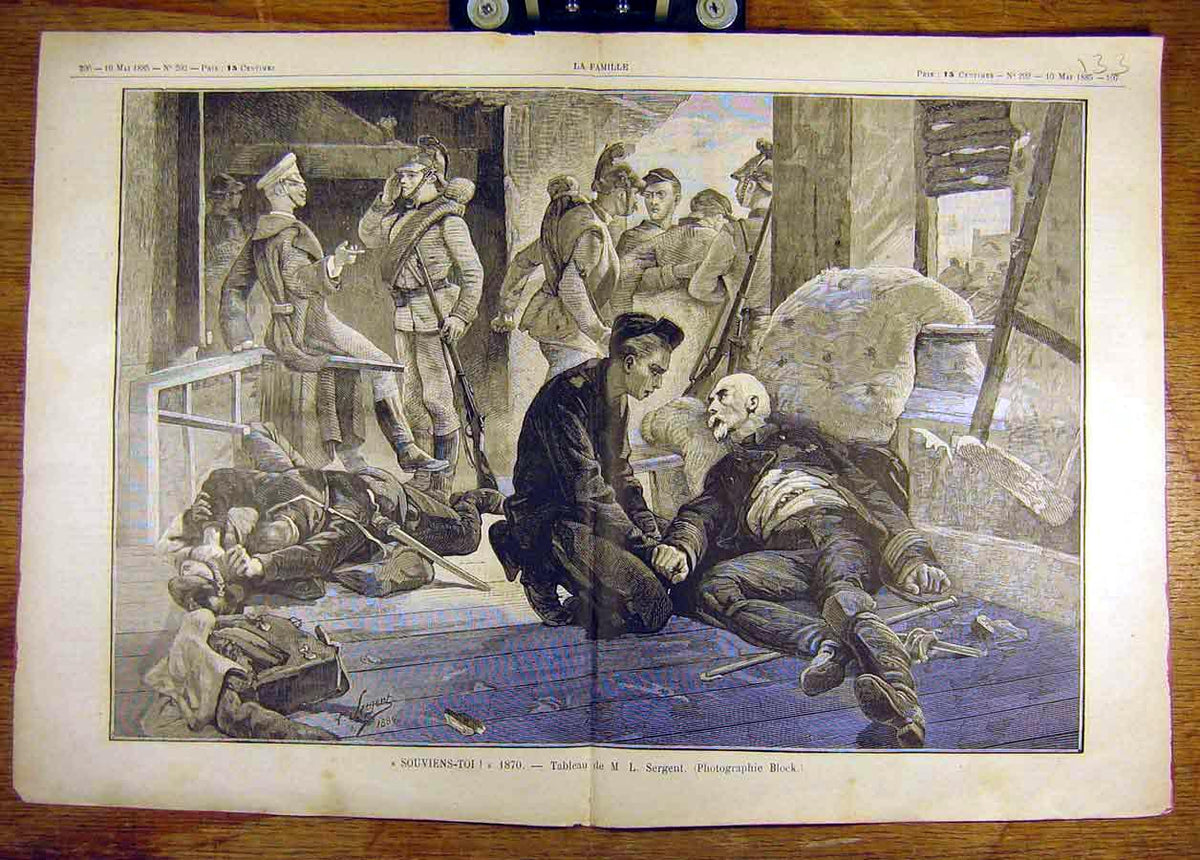 Original Old Antique Print 1885 Sergent Siers War -Man French 19th
