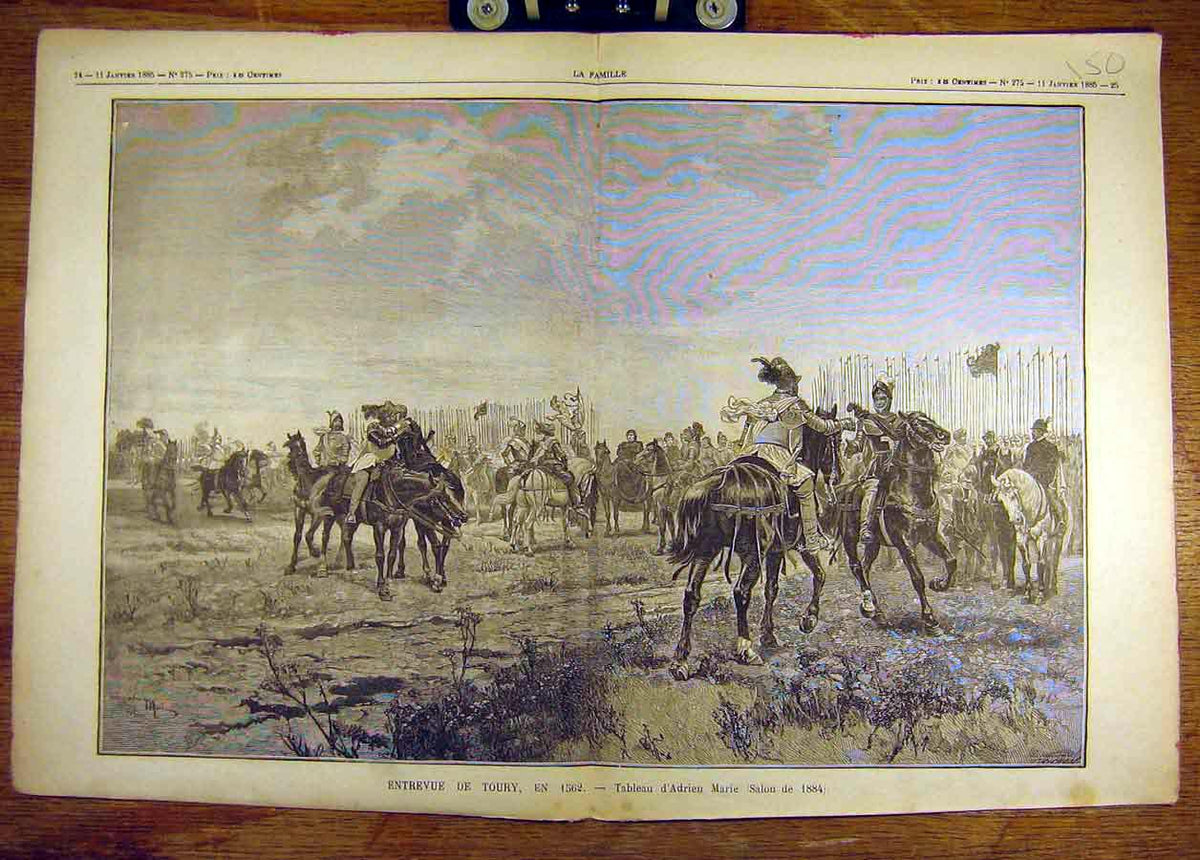 Original Old Antique Print 1885 Marie Tournament Toury 1562 Art French 19th