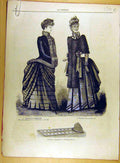 Original Old Antique Print 1885 Crochet Ladies Fashion Chemise Needlwork French