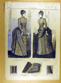 Original Old Antique Print 1885 Tapestry Lace French Ladies Fashion Crochet