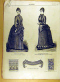 Original Old Antique Print 1885 Chemise Lace Crochet Ladies Fashion French 19th