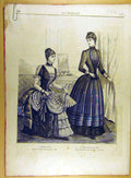 Original Old Antique Print 1885 Robe Dress Ladies Fashion Lace Child French