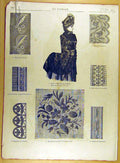 Original Old Antique Print 1885 Lace Ladies Fashion Bouquet Embroidery French