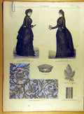 Original Old Antique Print 1885 Ladies Fashion Embroidery Lace Costume Child