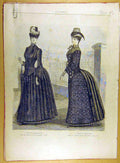 Original Old Antique Print 1885 Ladies Fashion Children Clothes Sewing French