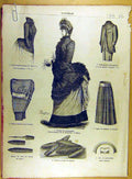 Original Old Antique Print 1885 Cigar Skirt Corsage Embroidery Ladies Fashion