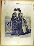 Original Old Antique Print 1885 Ladies Fashion Toilette Country Lace French