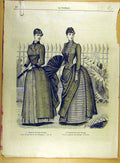 Original Old Antique Print 1885 Ladies Fashion Dress Child Shoes Lace French