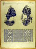 Original Old Antique Print 1885 Ladies Hat Lace Fashion Needlework French 19th