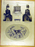Original Old Antique Print 1885 Embroidery Ladies Fashion Sewing Lace French