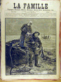 Original Old Antique Print 1885 Haquette Fisherman Boat Fish Fishing French 19th