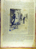 Original Old Antique Print 1885 Brigadier Drama Dog Province French Victorian