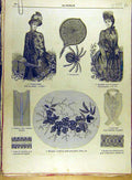 Original Old Antique Print 1885 Ladies Fashion Medaillon Embroidery French 19th