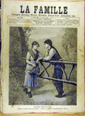 Original Old Antique Print 1885 Krafft First-Love Premier-Rendezvous French 19th
