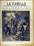 Original Old Antique Print 1885 Richemond War Bombardement Family Shelter French