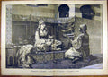 Original Old Antique Print Painting Intermede Broderie Huysmans Fine Art French