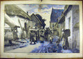Original Old Antique Print Painting Arrestation Hugo Salmson Village French