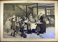 Original Old Antique Print Painting Dejeuner Ecole Communale Arrondissement