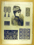 Old Antique Print Ref.236 Ladies Fashion Dress Corsage Hat French Costume