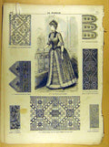 Original Old Antique Print *238 Ladies Fashion Dress Corsage Hat French Costume
