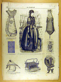 Original Old Antique Print *239 Ladies Fashion Dress Corsage Hat French Costume