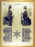 Old Antique Print Ref.241 Ladies Fashion Dress Corsage Hat French Costume