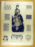 Original Old Antique Print *245 Ladies Fashion Dress Corsage Hat French Costume