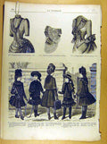 Original Old Antique Print *247 Ladies Fashion French Toilette Fabric Dress Hat